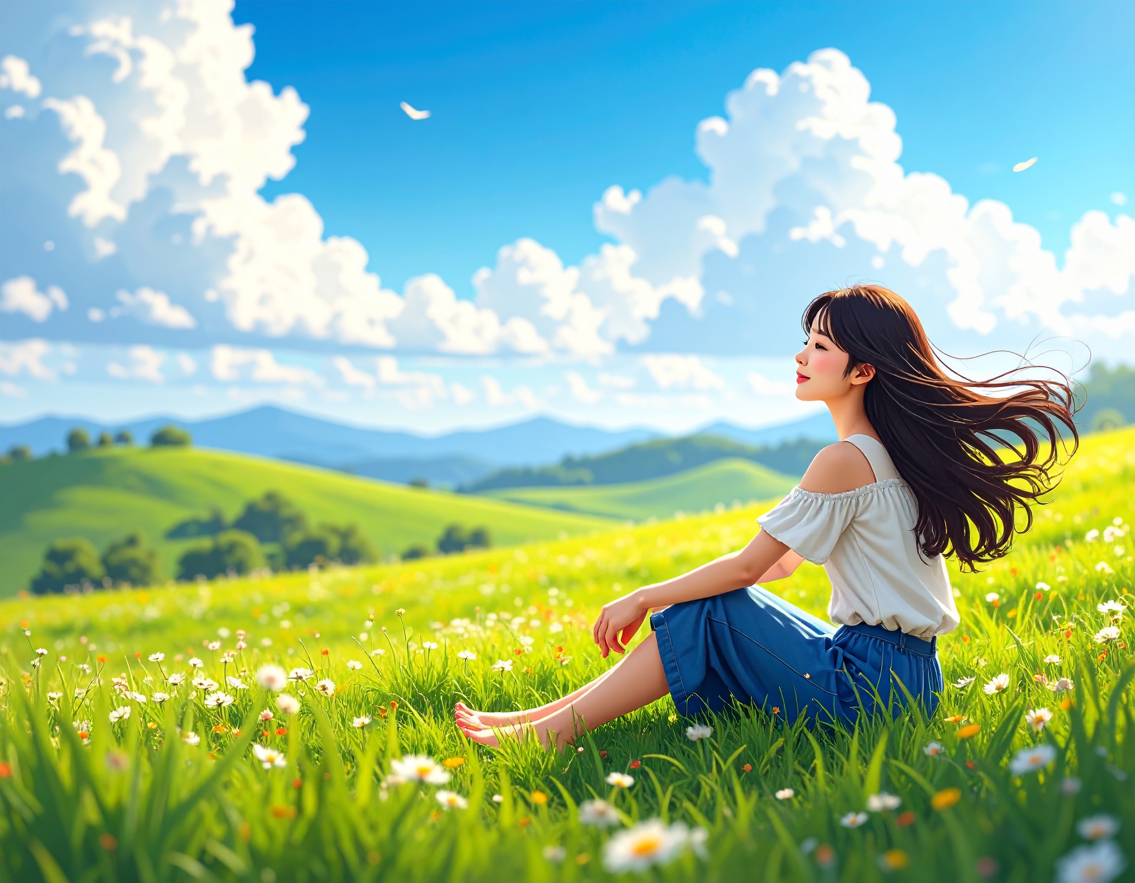 裸足族ポータル ヒーロー画像（草原で裸足になり風を感じる女性）